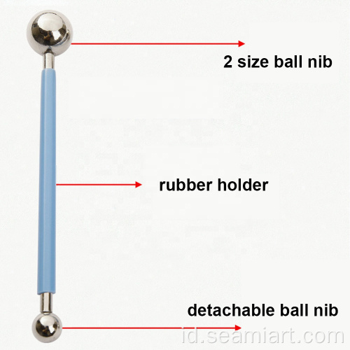 4pcs stylus pemodelan patung bola logam double-end